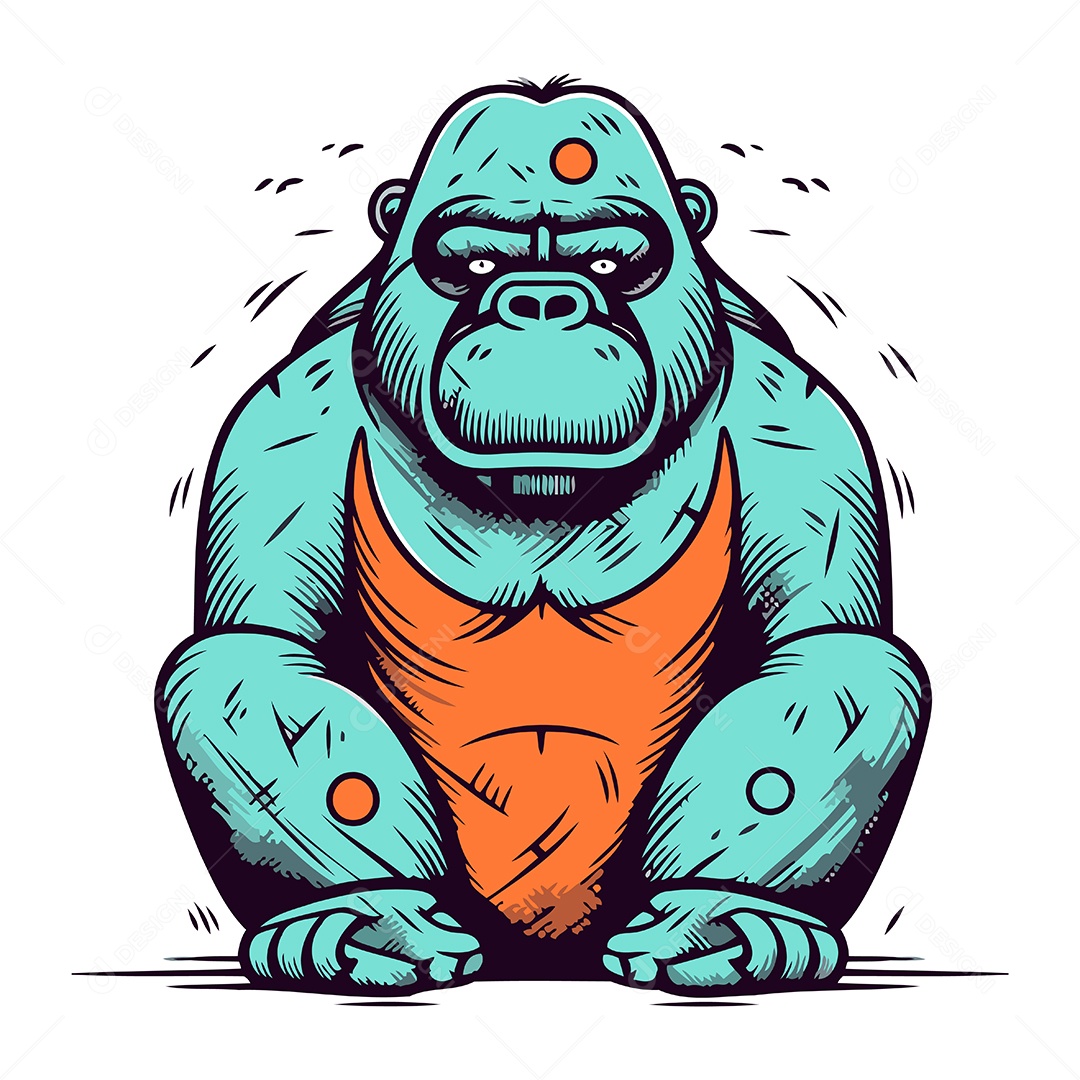 Gorila de Desenho Animado Ilustração Vetor EPS