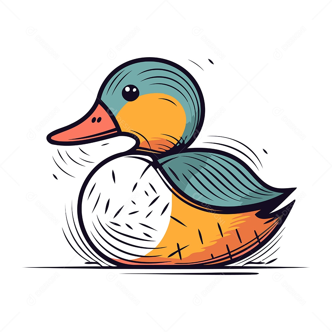 Pato de Desenho Animado Ilustração Vetor EPS