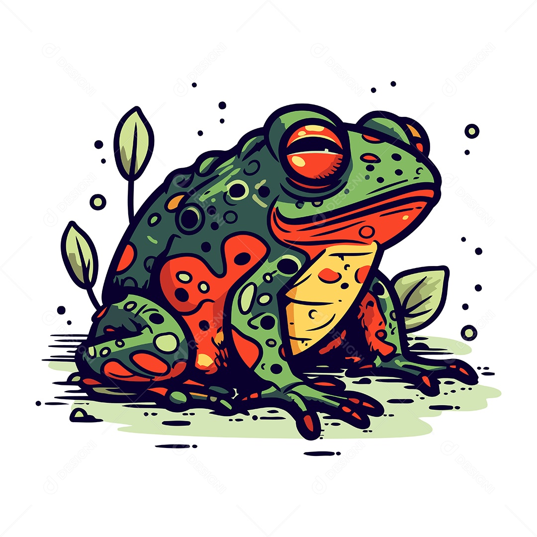 Sapo de Desenho Animado Ilustração Vetor EPS