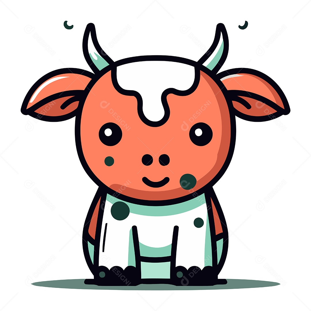 Vaca de Desenho Animado Ilustração Vetor EPS