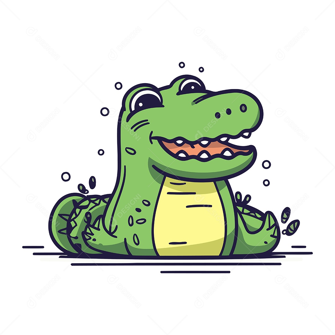 Crocodilo de Desenho Animado Ilustração Vetor EPS
