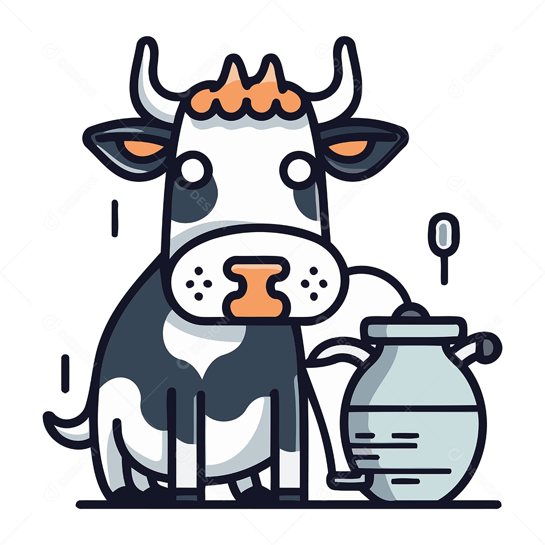 Vaca de Desenho Animado Ilustração Vetor EPS