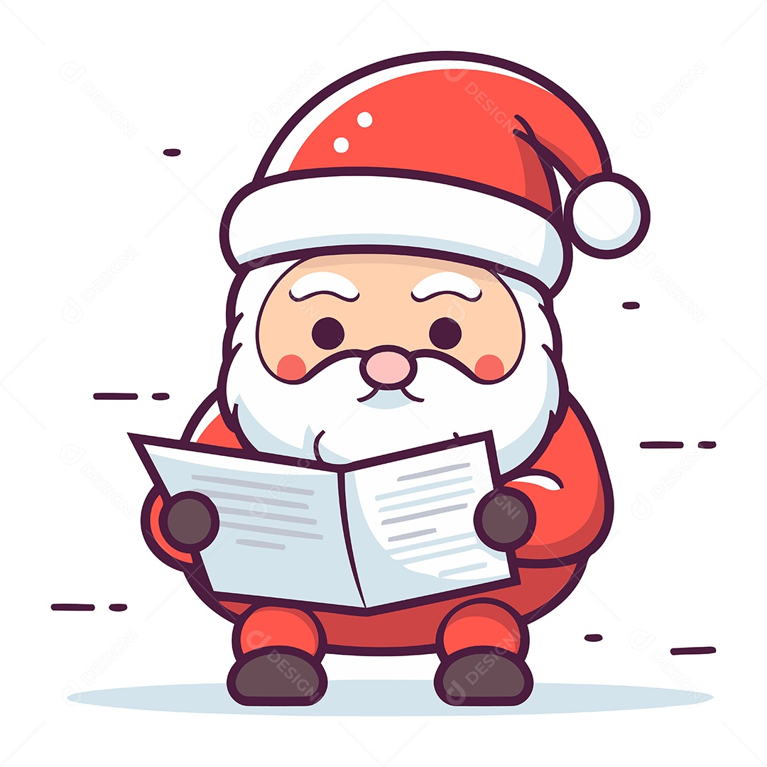 Papai Noel Lendo um Jornal Ilustração Vetor EPS