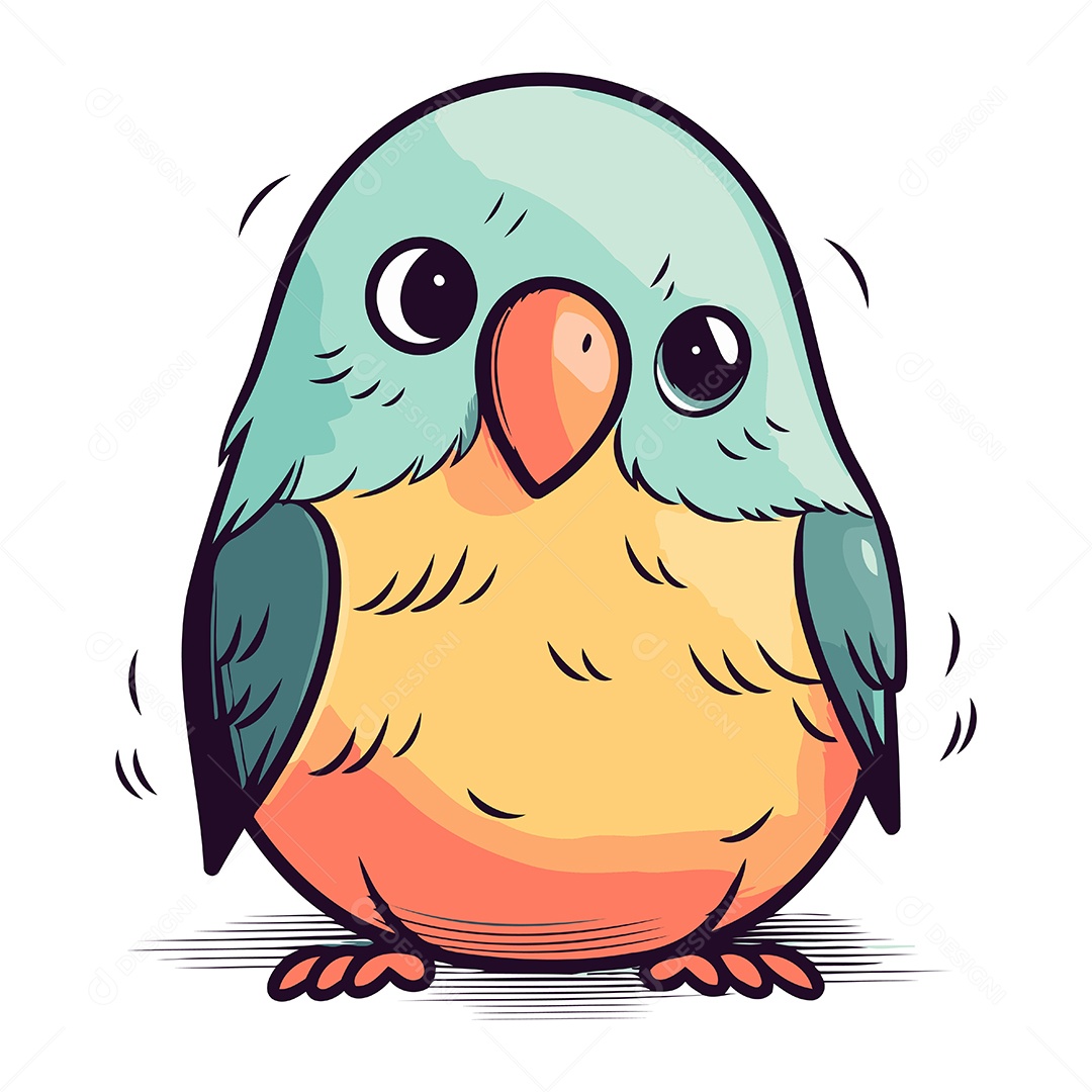 Papagaio Fofo de Desenho Animado Ilustração Vetor EPS