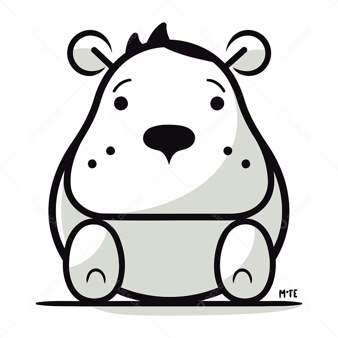 Hipopótamo de Desenho Animado Ilustração Vetor EPS