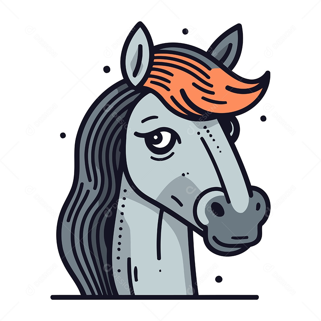 Cabeça de Cavalo Desenho Animado Ilustração Vetor EPS
