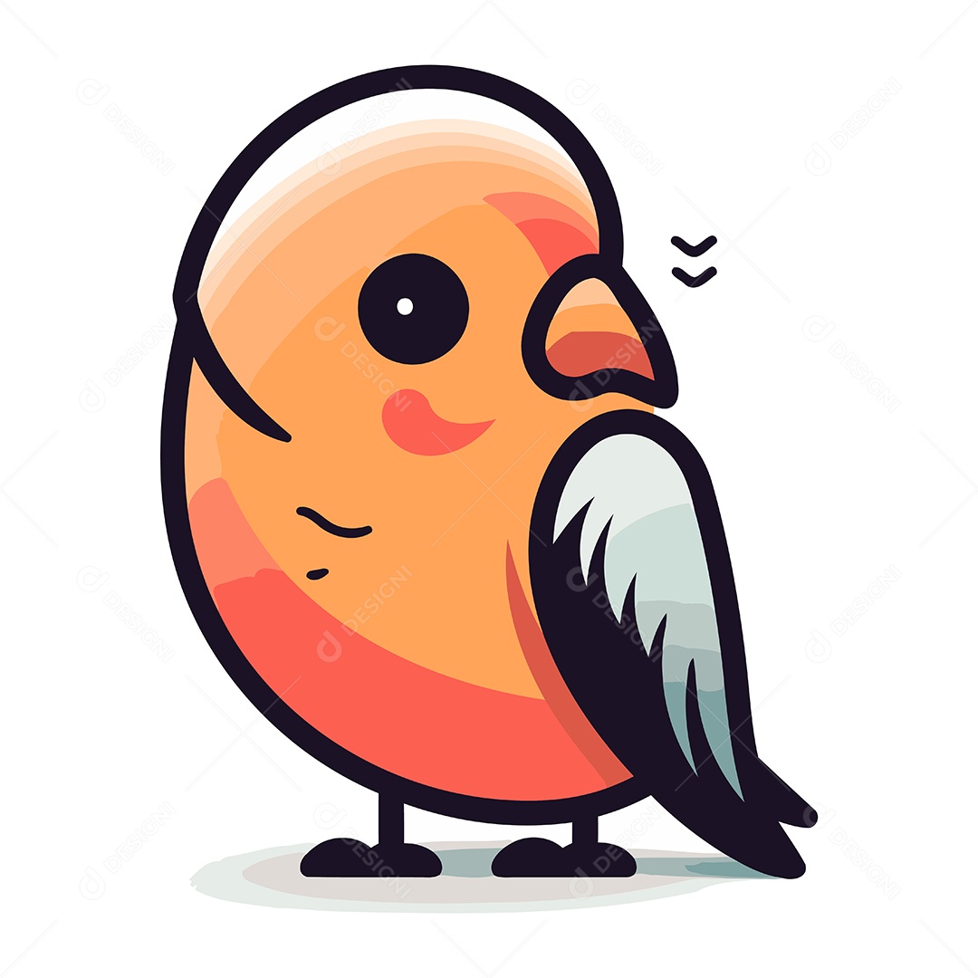 Pássaro Fofo de Desenho Animado Ilustração Vetor EPS