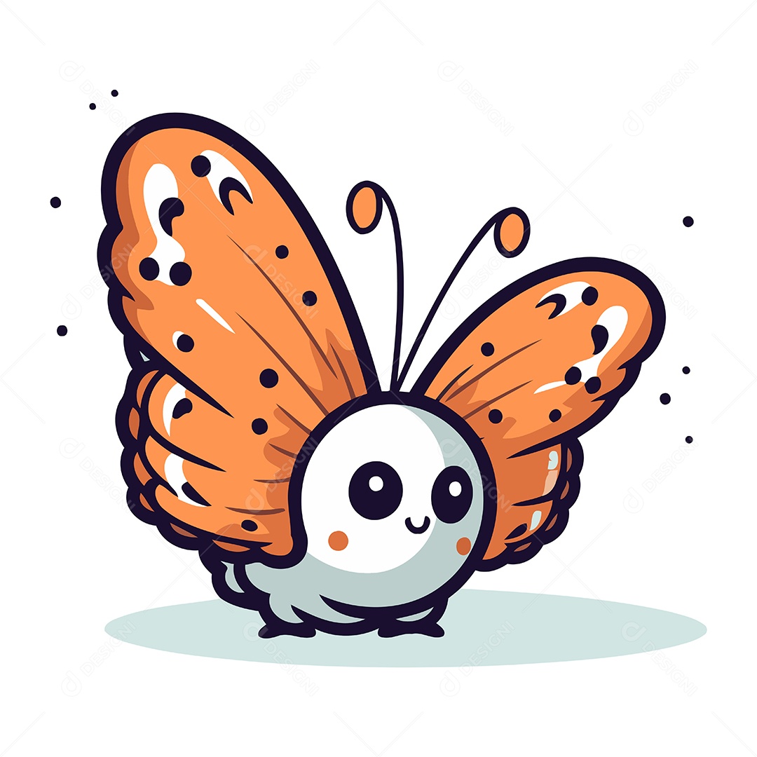 Borboleta Fofa de Desenho Animado Ilustração Vetor EPS