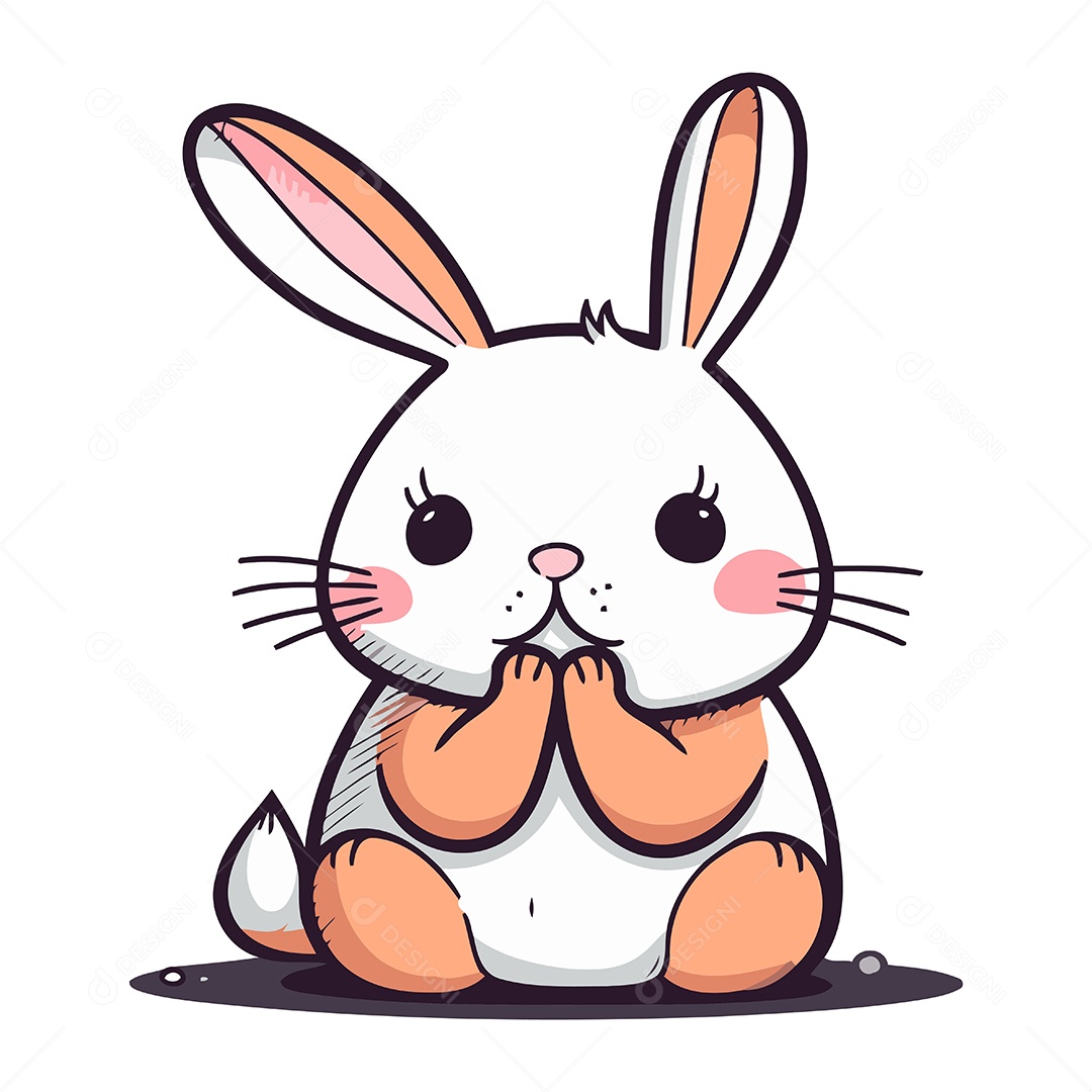 Coelho Branco Fofo Ilustração Vetor EPS