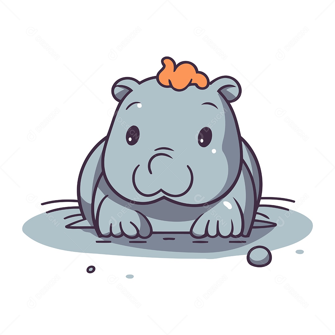 Hipopótamo de Desenho Animado Ilustração Vetor EPS