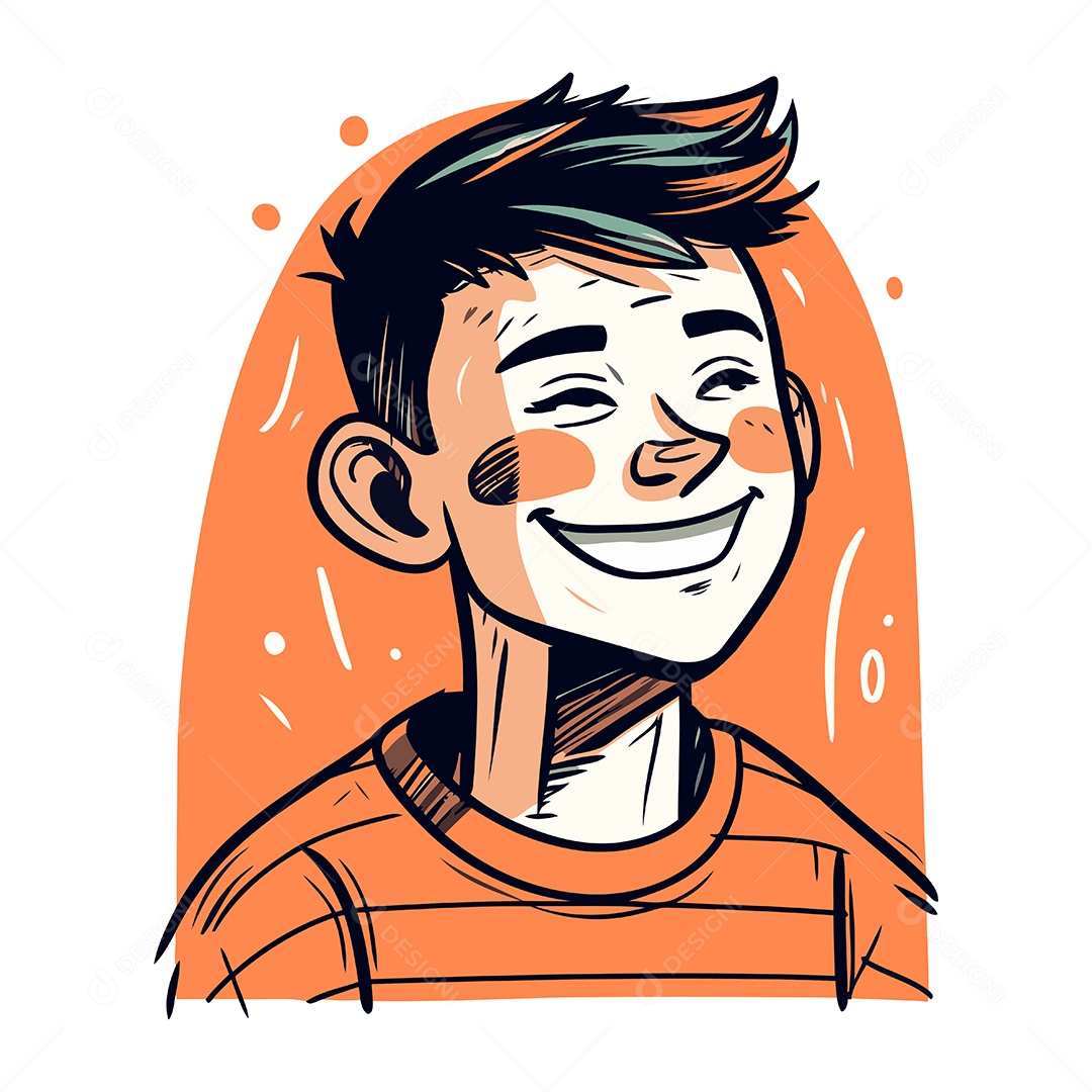 Jovem Sorridente de Desenho Animado Ilustração Vetor EPS