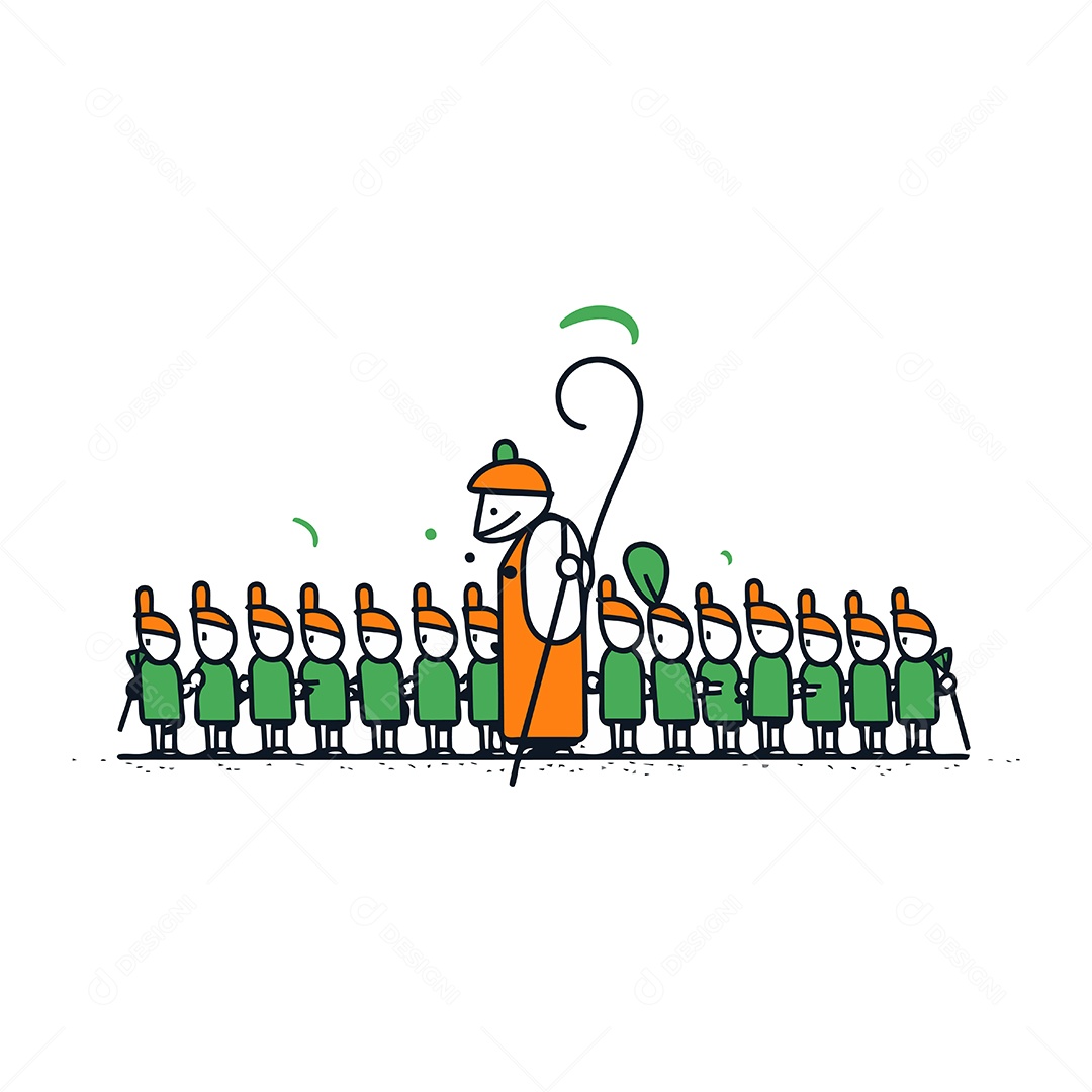 Boneco Palito Desenhado à Mão Representando Professor e Alunos Desenho Animado Ilustração Vetor EPS