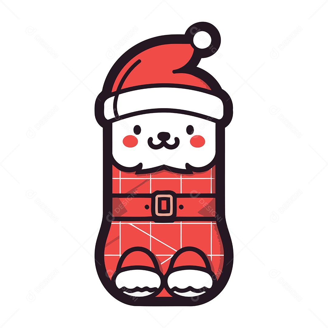 Urso de Natal Fofo com Chapéu de Papai Noel Ilustração Vetor EPS