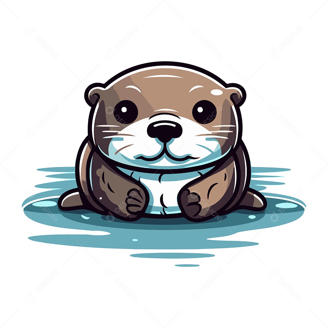 Lontra Fofa de Desenho Animado Ilustração Vetor EPS