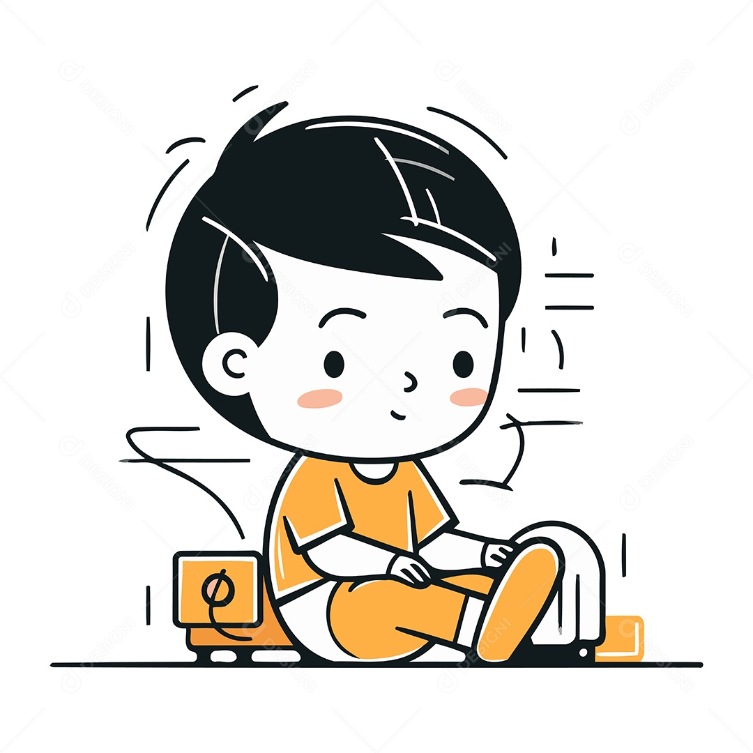 Garotinho Fofo de Desenho Animado Ilustração Vetor EPS