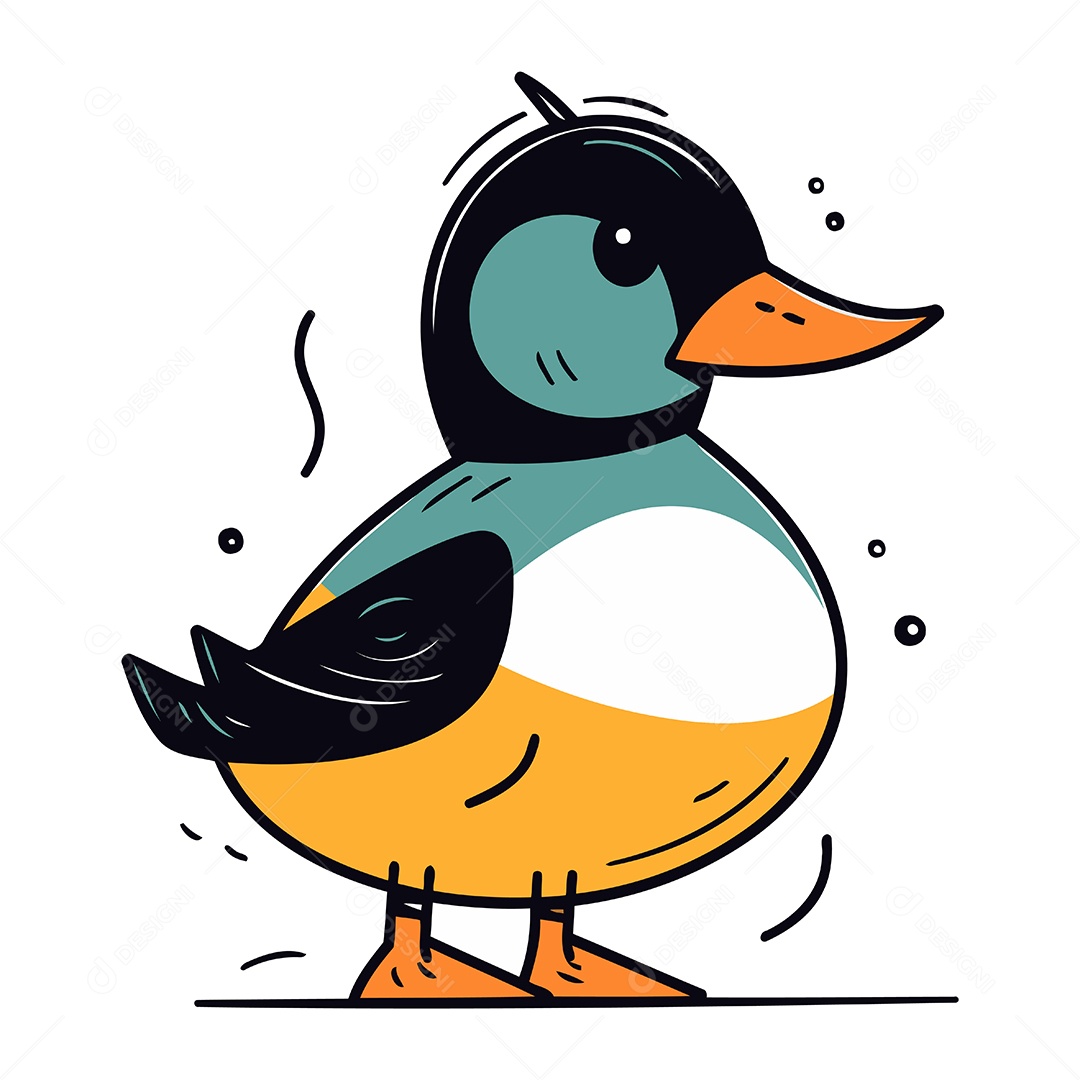 Pato de Desenho Animado Ilustração Vetor EPS