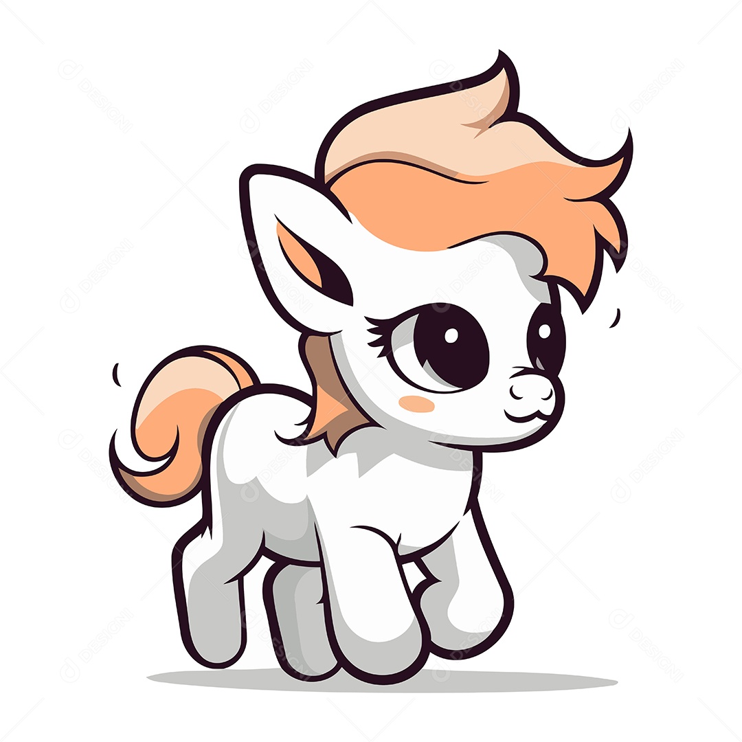 Pônei Fofo de Desenho Animado Ilustração Vetor EPS