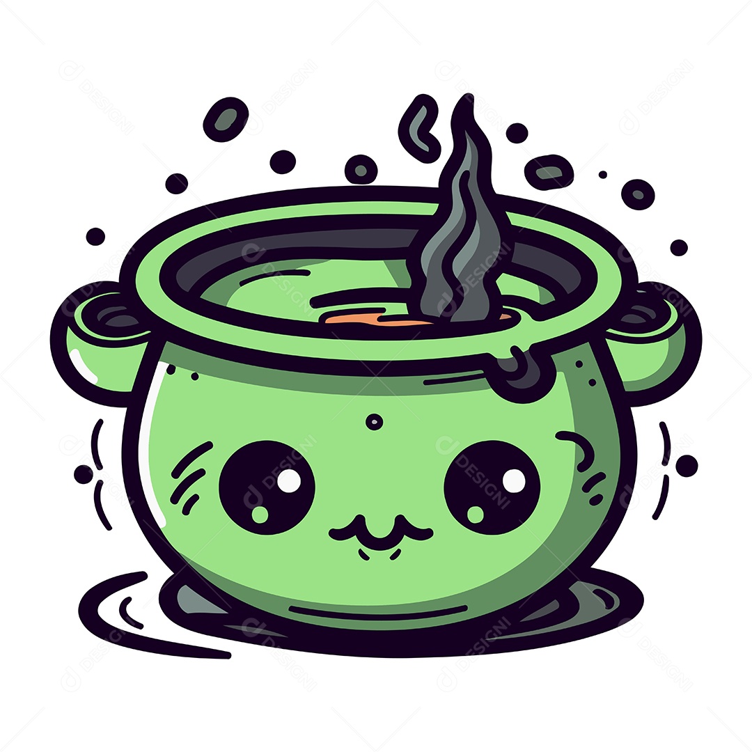 Panela de Sopa Fofa Desenho Animado Ilustração Vetor EPS