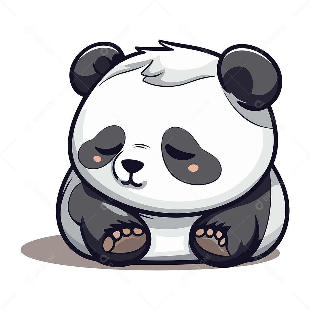 Panda Fofo de Desenho Animado Ilustração Vetor EPS