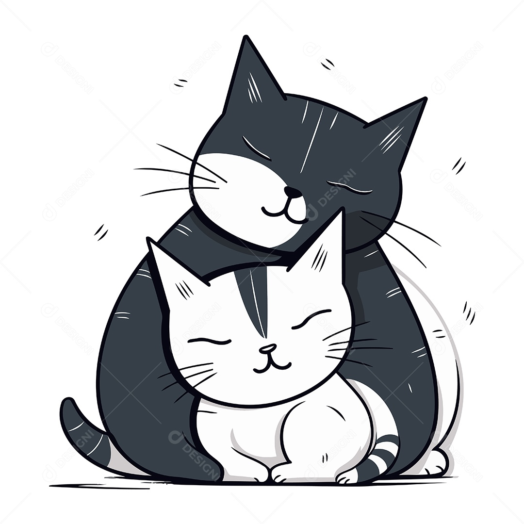 Gatos de Desenho Animado Ilustração Vetor EPS