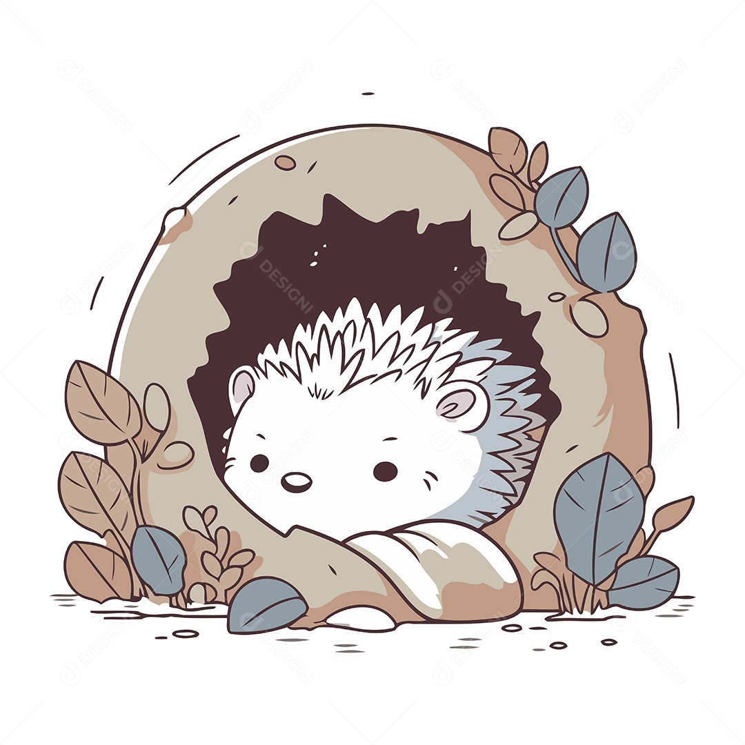 Ouriço de Desenho Animado Ilustração Vetor EPS