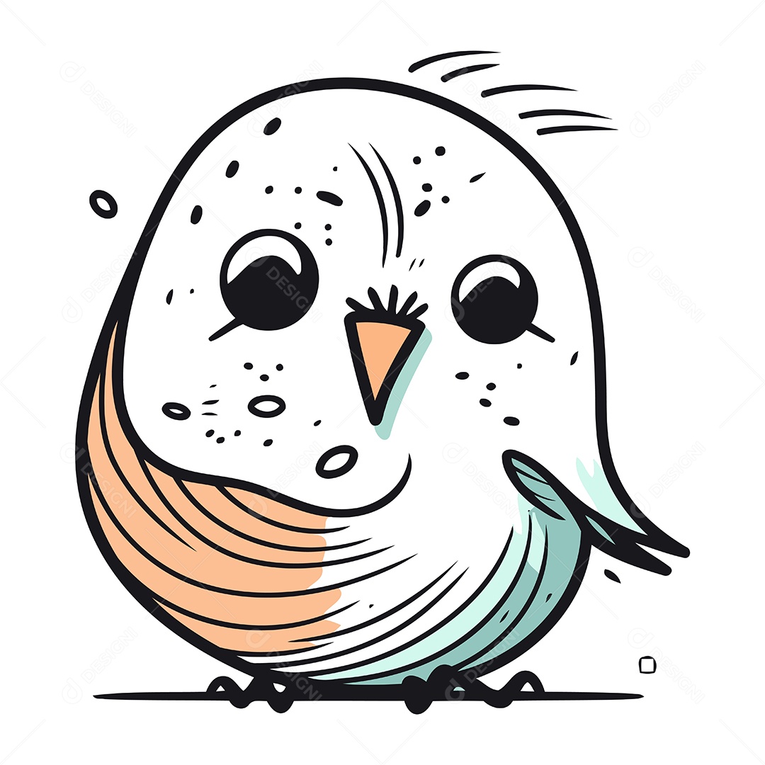 Pássaro Fofo de Desenho Animado Ilustração Vetor EPS