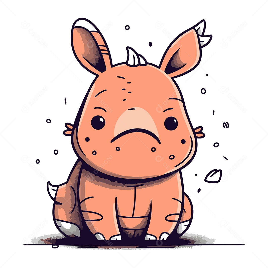 Rinoceronte de Desenho Animado Ilustração Vetor EPS