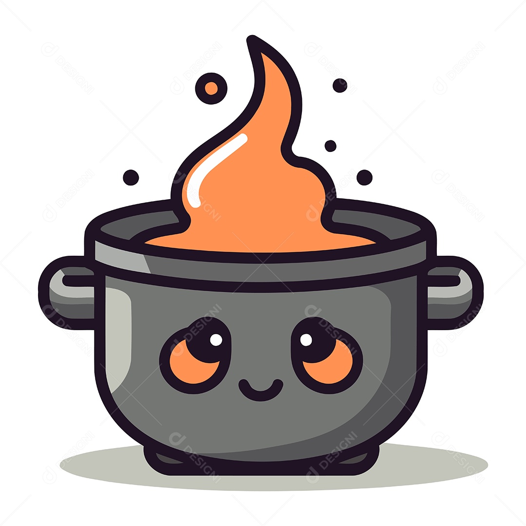 Panela de Sopa Kawaii Ilustração Vetor EPS