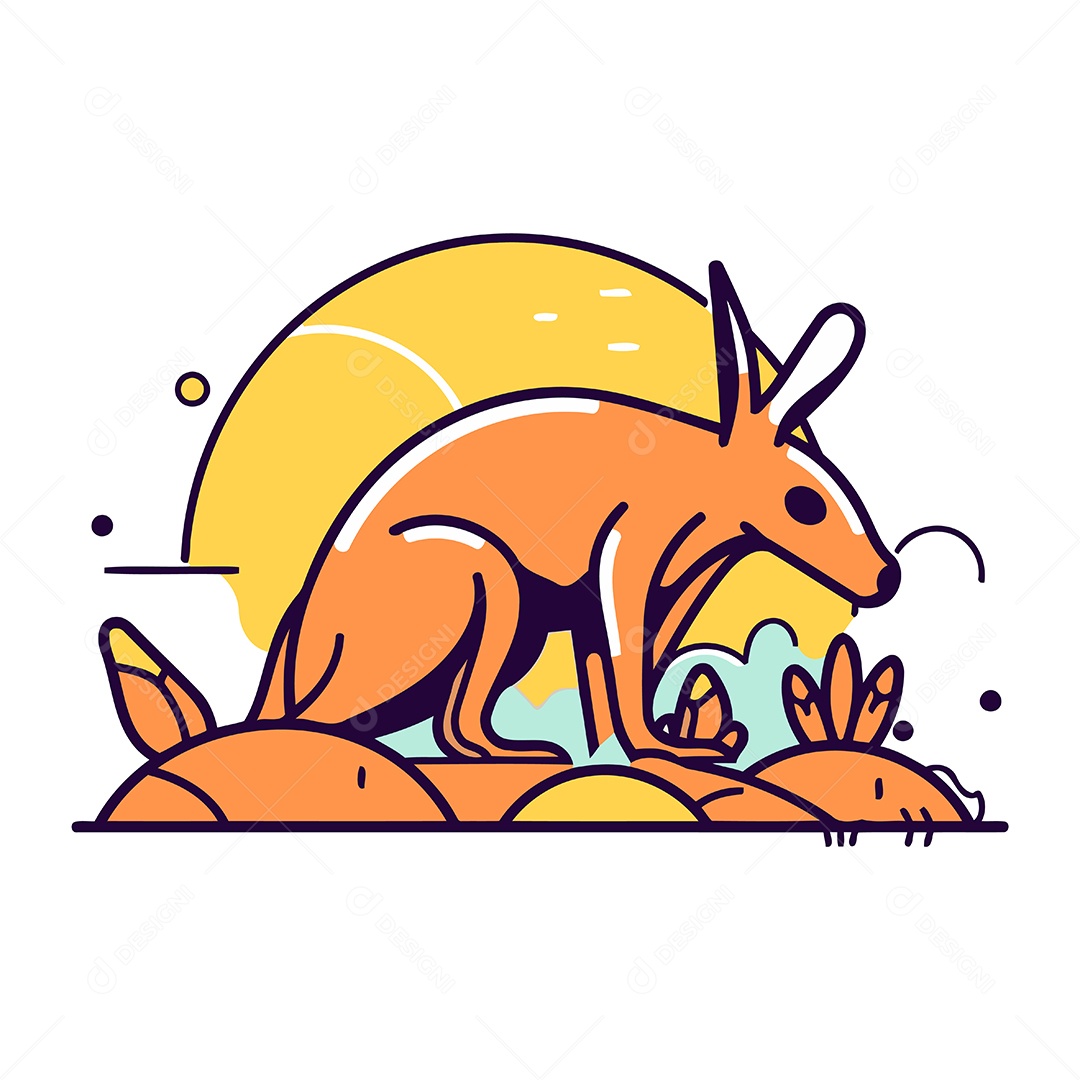 Canguru de Desenho Animado Ilustração Vetor EPS