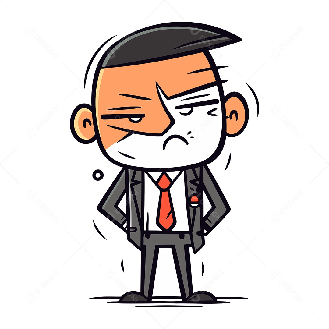 Empresário Irritado de Desenho Animado Ilustração Vetor EPS