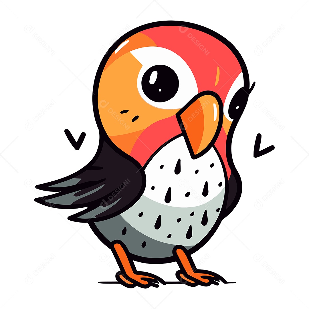 Pássaro Fofo de Desenho Animado Ilustração Vetor EPS