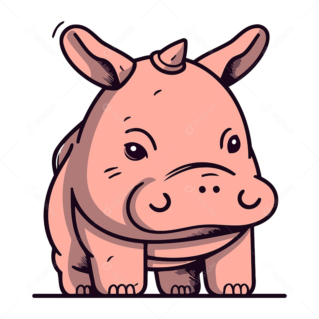 Hipopótamo de Desenho Animado Ilustração Vetor EPS