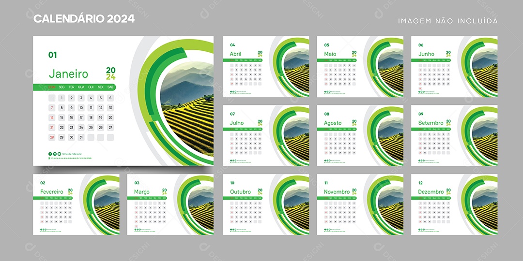 Modelo de Calendário de 2024 Vetor EPS Editável