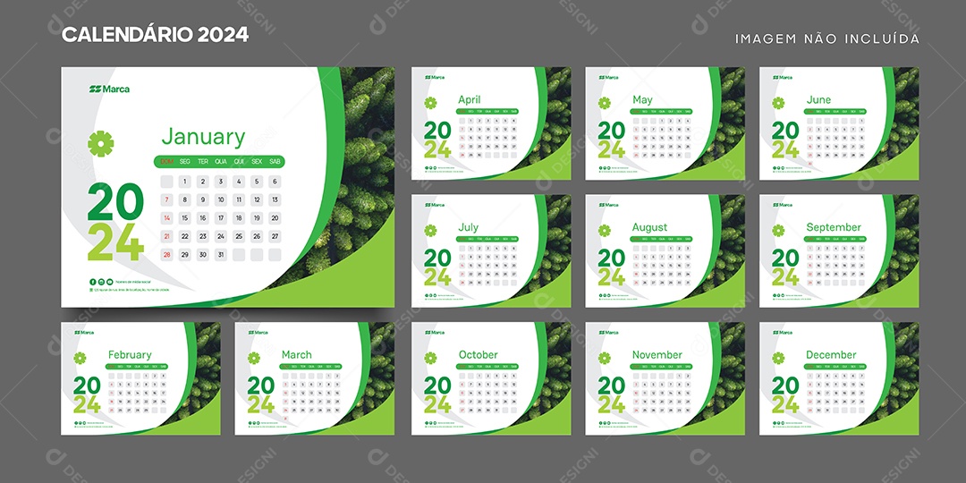 Modelo de Calendário de 2024 Vetor EPS Editável