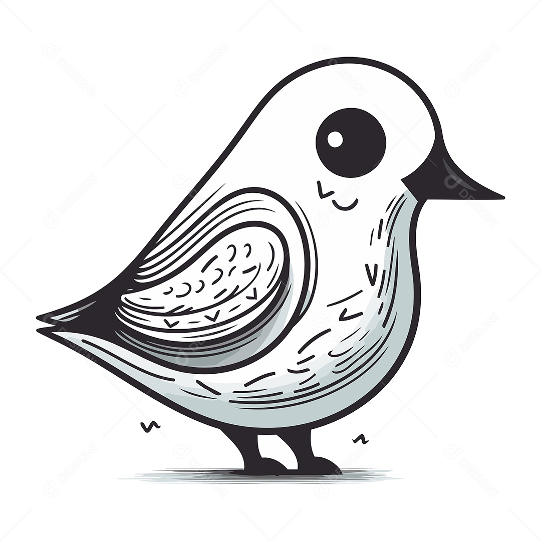 Pássaro Fofo de Desenho Animado Ilustração Vetor EPS