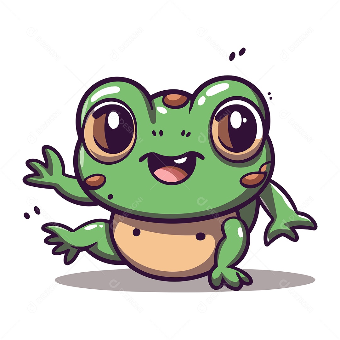 Sapo Fofo de Desenho Animado Ilustração Vetor EPS