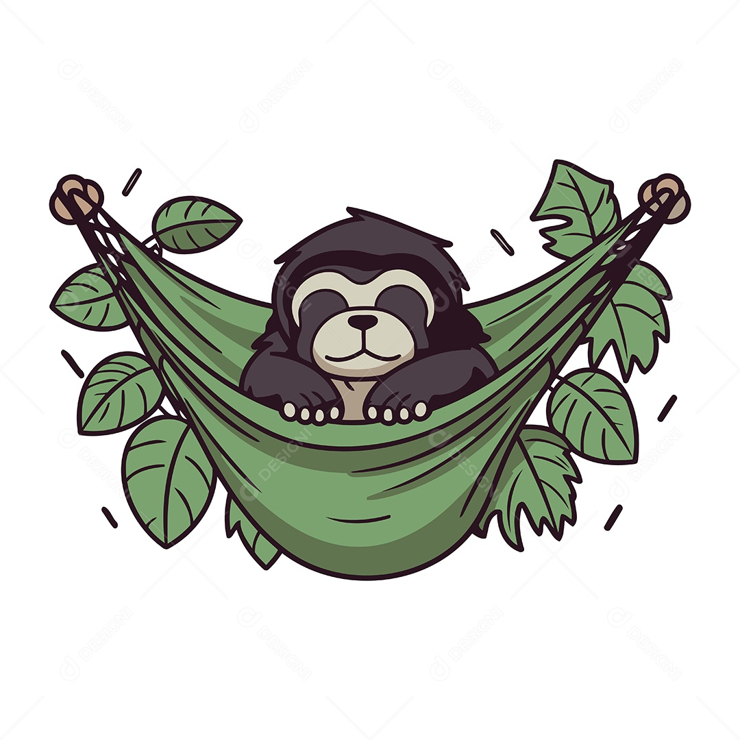 Desenho Animado de Animal Dormindo Em Uma Rede Ilustração Vetor EPS