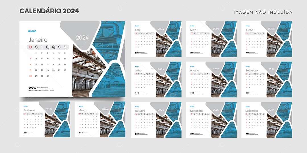 Modelo de Calendário de 2024 Vetor EPS Editável