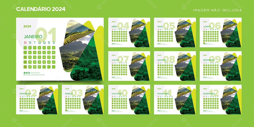 Modelo de Calendário de 2024 Vetor EPS Editável