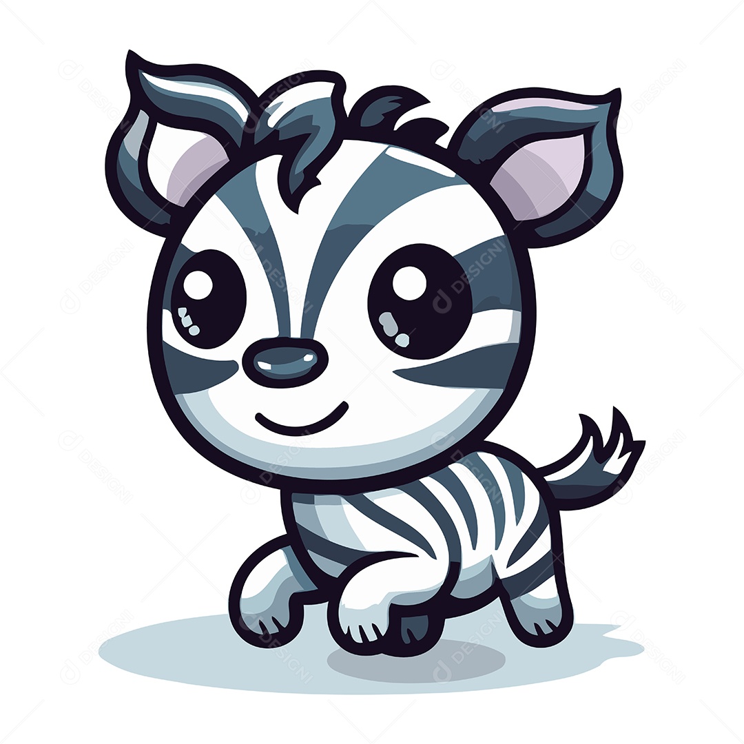 Zebra Fofa de Desenho Animado Ilustração Vetor EPS