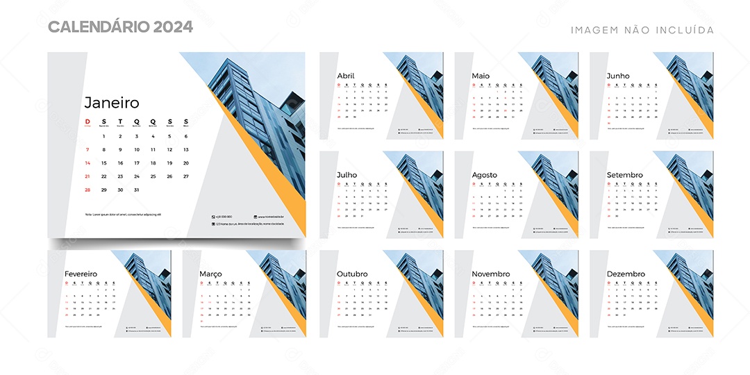 Modelo de Calendário de 2024 Vetor EPS Editável