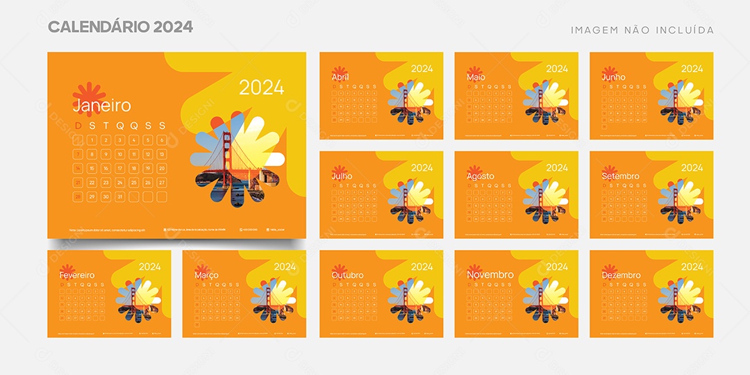 Modelo de Calendário de 2024 Vetor EPS Editável