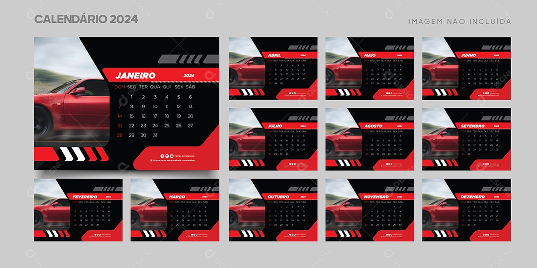 Modelo de Calendário de 2024 Vetor EPS Editável