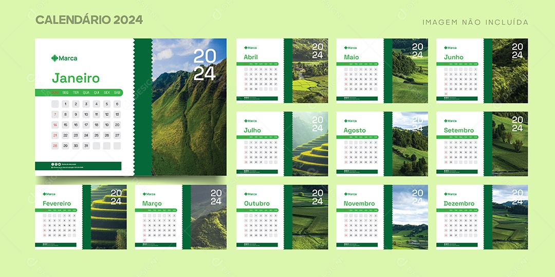 Modelo de Calendário de 2024 Vetor EPS Editável