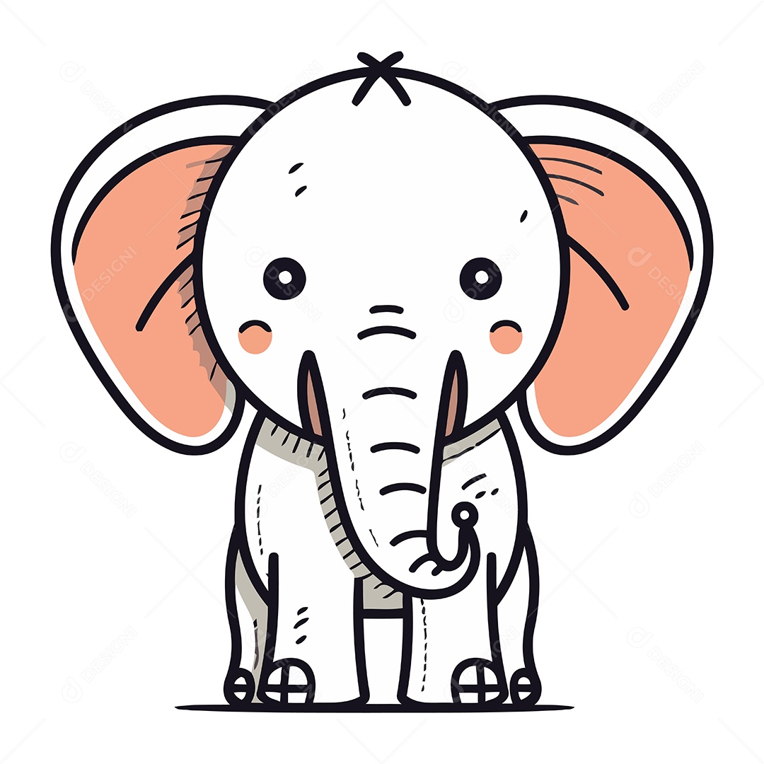 Elefante de Desenho Animado Ilustração Vetor EPS