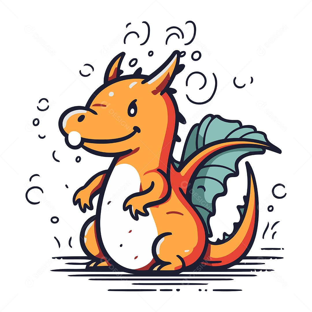 Dragão de Desenho Animado Ilustração Vetor EPS