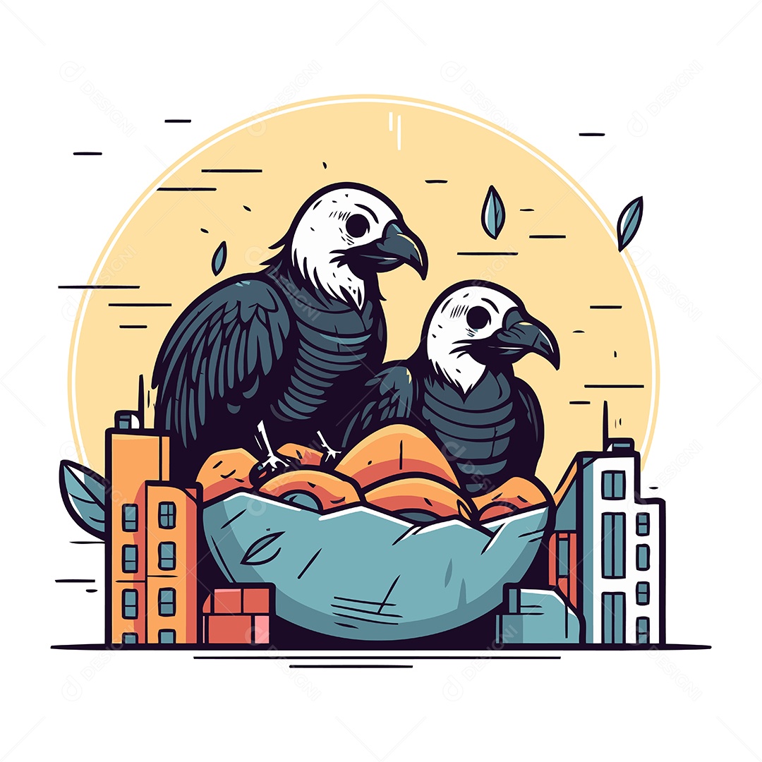 Abutres de Desenho Animado Ilustração Vetor EPS