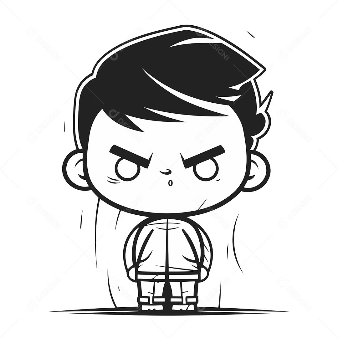 Menino Irritado de Desenho Animado Ilustração Vetor EPS