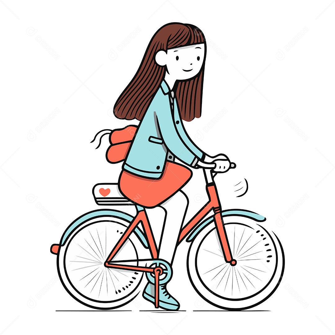 Jovem Andando de Bicicleta Ilustração Vetor EPS
