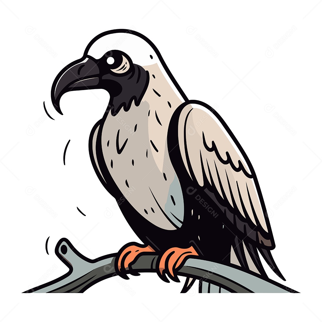 Abutre Pousado Em Um Galho Ilustração Vetor EPS